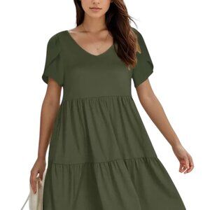 Wrinkle Petal Knit A-line Dress For Women